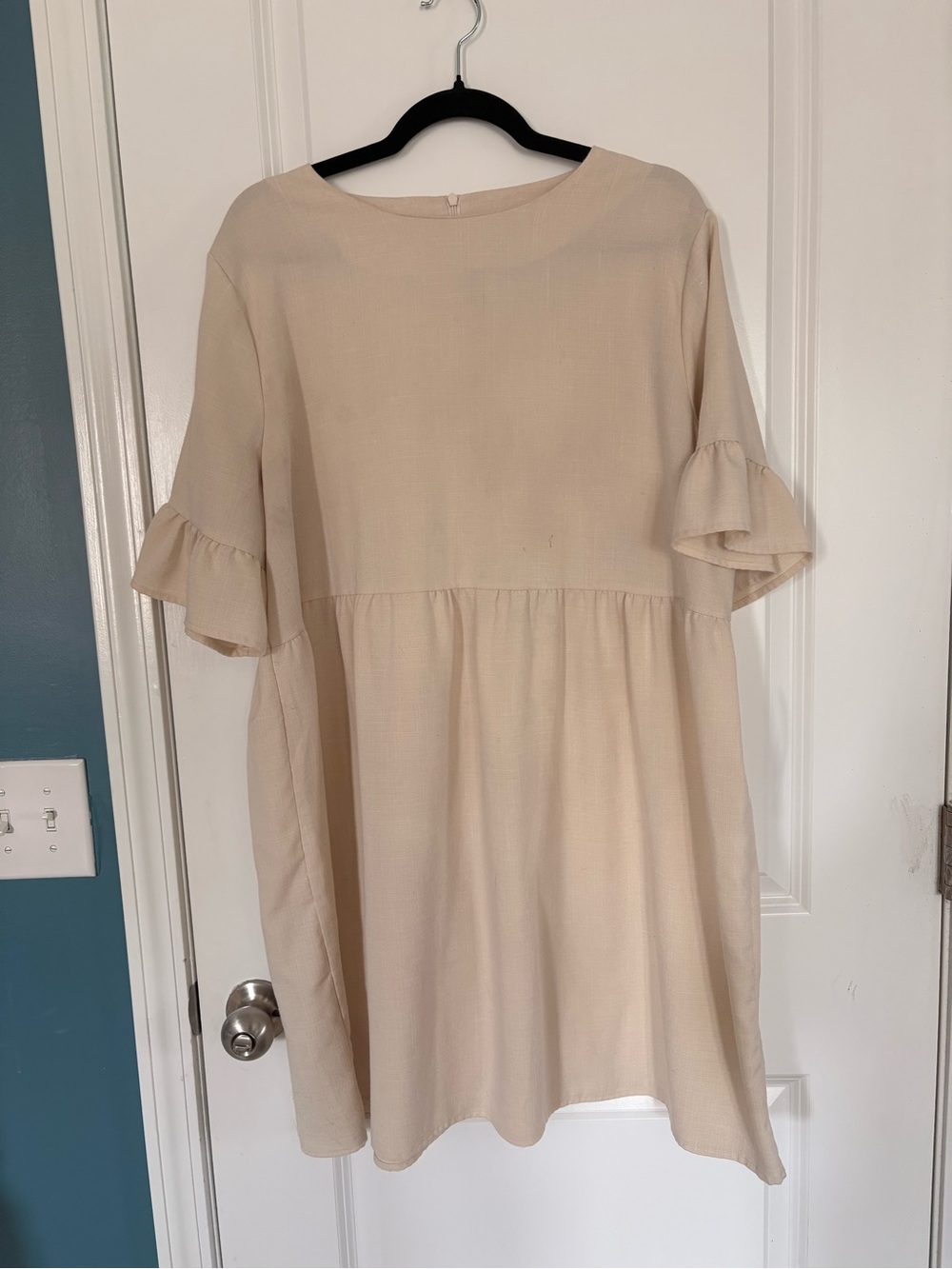Lola May Neutral Cream Mini Smock Dress